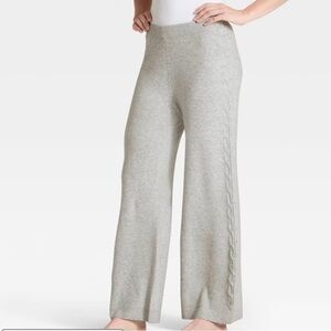 Auden Women's Light Gray Wide Leg Cable Knit Lounge Pants